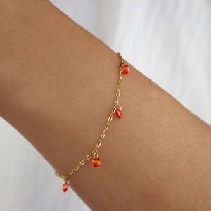 Bracelet femme fin avec breloques strass oranges
