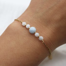 Bracelet aigue-marine et pierre de lune - acier inoxydable