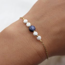 Bracelet sodalite et pierre de lune - acier inoxydable