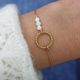 Bracelet femme en acier inoxydable perles de nacre et cercle