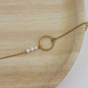 Bracelet femme en acier inoxydable perles de nacre et cercle