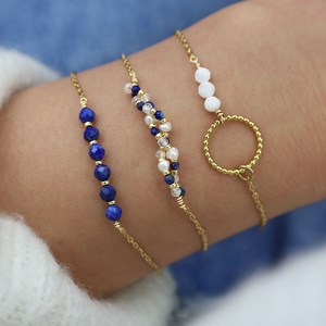 Bracelet femme en acier inoxydable perles de nacre et cercle