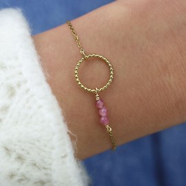 Bracelet cercle et pierres naturelles de tourmaline rose