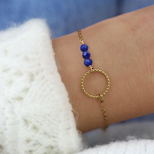 Bracelet pierres naturelles de lapis lazuli et cercle