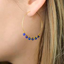 Créoles en acier inoxydable et lapis lazuli