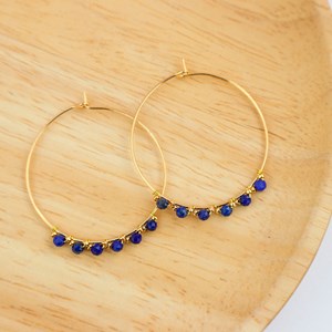 Créoles en acier inoxydable et lapis lazuli