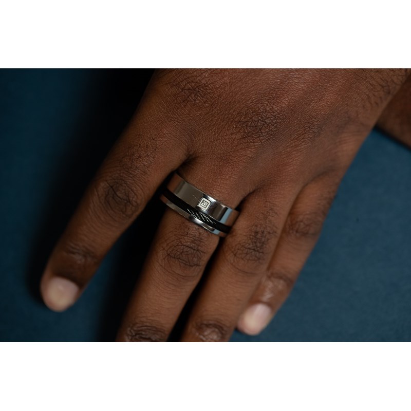 Phébus Bijoux - Bague loïc en acier 316l avec diamant blanc