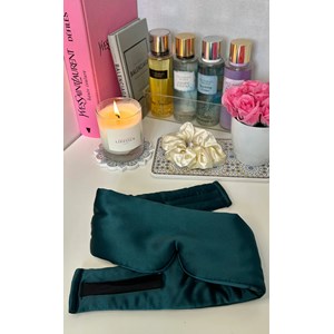 Bandeau de nuit en soie vert minuit