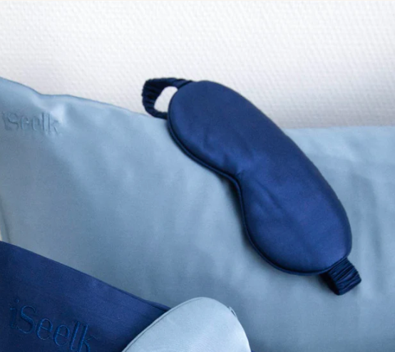 Masque de nuit en soie navy