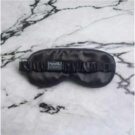 Masque de nuit en soie noir ajustable