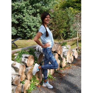 Legging yoga colibri long imprimé jungle bleue (> 1,70m) S