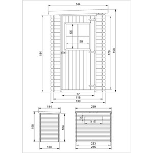Abri de jardin en bois - l239xl144xh198 cm-2.63 m2