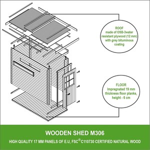 Abri de jardin en bois - l239xl144xh198 cm-2.63 m2