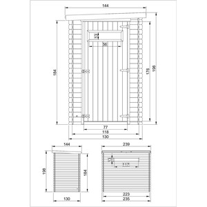 Abri de jardin en bois - l239xl144xh198 cm-2.63 m2