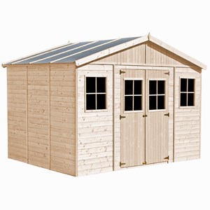 Abri de jardin en bois avec plancher imprégné-  h246x418x320 cm-12 m²