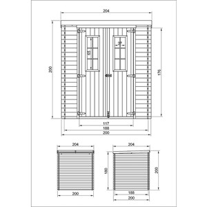 Abri de jardin en bois avec sol traité - l204xl204xh200 cm-3.53 m2