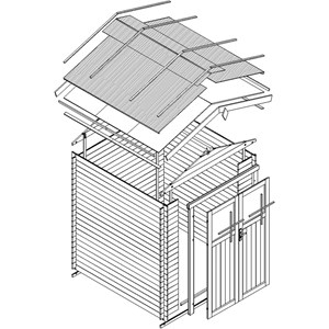 Abri de jardin en bois avec sol traité - l196xl136xh218 cm- 1.98