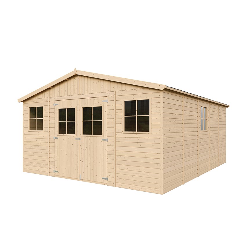 Timbela - Abri de jardin en bois avec les planchers imprégné -h246x418x522 cm-20 m²