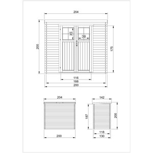 Abri de jardin en bois l204xl142xh200cm-2.22m2