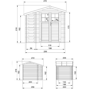 Abri de jardin en bois et range bûches extérieur - 3,53 + 0,97 m2
