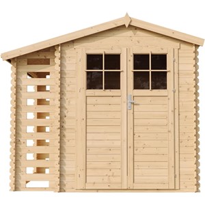 Abri de jardin en bois et range bûches avec sol traité - 3,53 + 0,97 m2