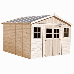 Abri de jardin en bois naturel - h246 x 418 x 420 cm- 16 m²