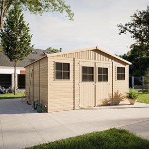 Abri de jardin en bois naturel - h246 x 418 x 420 cm- 16 m²