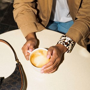 Bracelet stellar en acétate de cellulose Latte