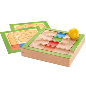 Parcours à boule en bois massif labirin