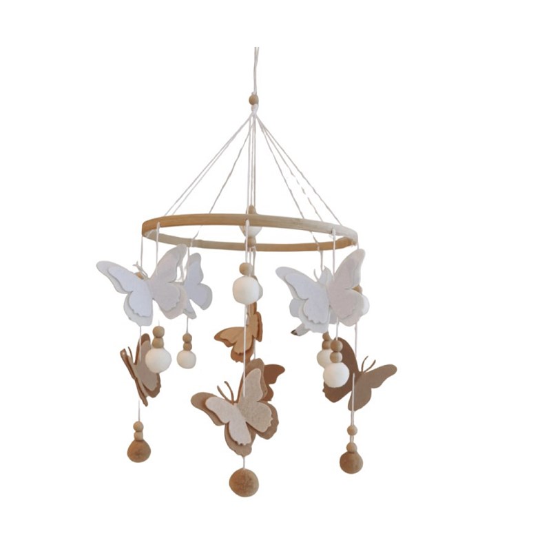 Mobile decoratif papillons marron-blanc