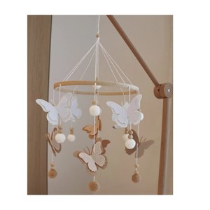 Mobile decoratif papillons marron-blanc