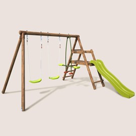 Balançoire en bois traité 3 agrès et tob