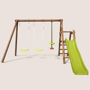 Balançoire en bois traité 3 agrès et tob