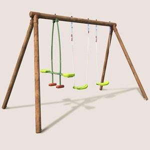 Balançoire en bois traité 3 agrès pacco