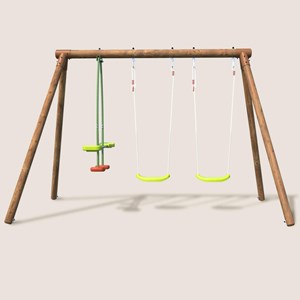 Balançoire en bois traité 3 agrès pacco