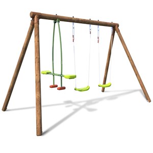 Balançoire en bois traité 3 agrès pacco
