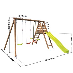 Portique balançoire en bois 3 agrès et t