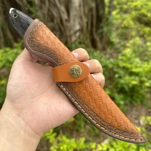 Couteau droit bushcraft noir