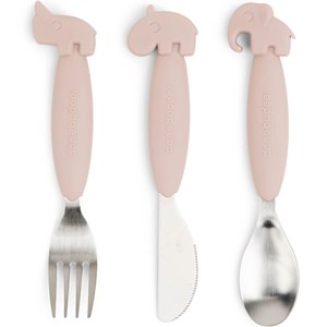 Set de 3 couverts easy-grip deer friends rose
