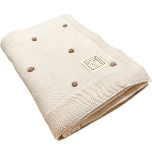 Couverture en tricot et coton bio crème et marron (80 x 100 cm)