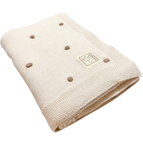 Kaiser - Couverture en tricot et coton bio crème et marron (80 x 100 cm)