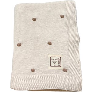 Couverture en tricot et coton bio crème et marron (80 x 100 cm)