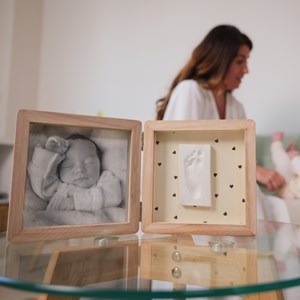 Cadre photo empreintes double jolis cœurs