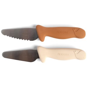 Lot de 2 couteaux d'apprentissage cannelle et ivoire