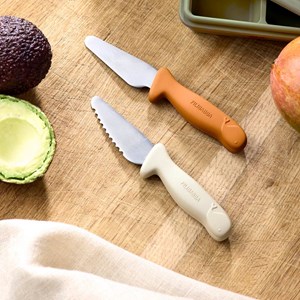 Lot de 2 couteaux d'apprentissage cannelle et ivoire