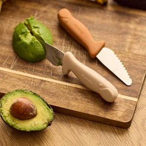 Lot de 2 couteaux d'apprentissage cannelle et ivoire