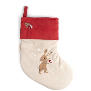 Chaussette de noël brodée wonderful winter lièvre