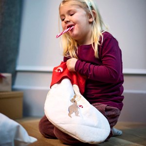 Chaussette de noël brodée wonderful winter lièvre