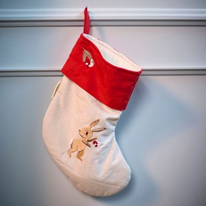 Chaussette de noël brodée wonderful winter lièvre