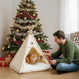 Tipi en coton pour animaux avec coussin